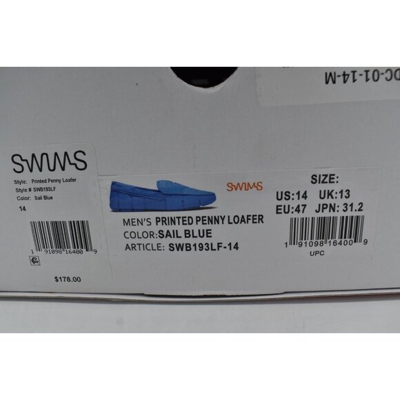 SWIMS Mens Size 14 Printed Penny Loafer Sail Blue Slip On Loafers Shoes - Picture 12 of 12